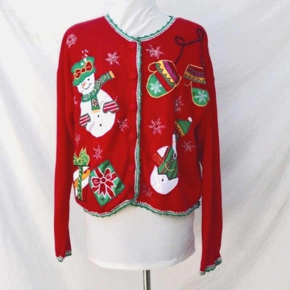 Vintage NutCracker Snowman Cardigan - L - Picture 1 of 10